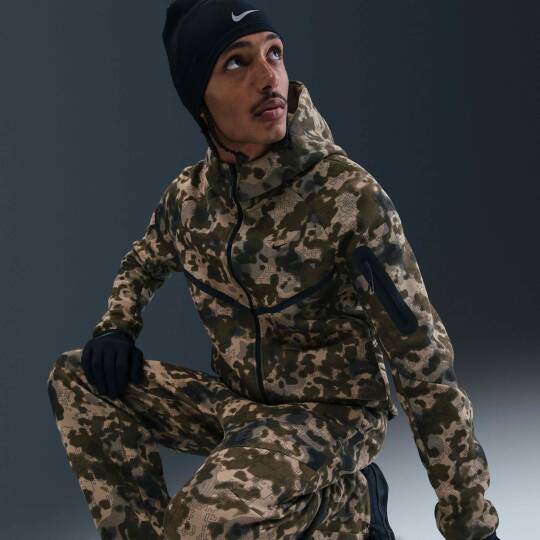 Tech Açık Paçalı Kamuflaj Desenli Fleece Eşofman Takımı Neutral Olive/Siyah - 3