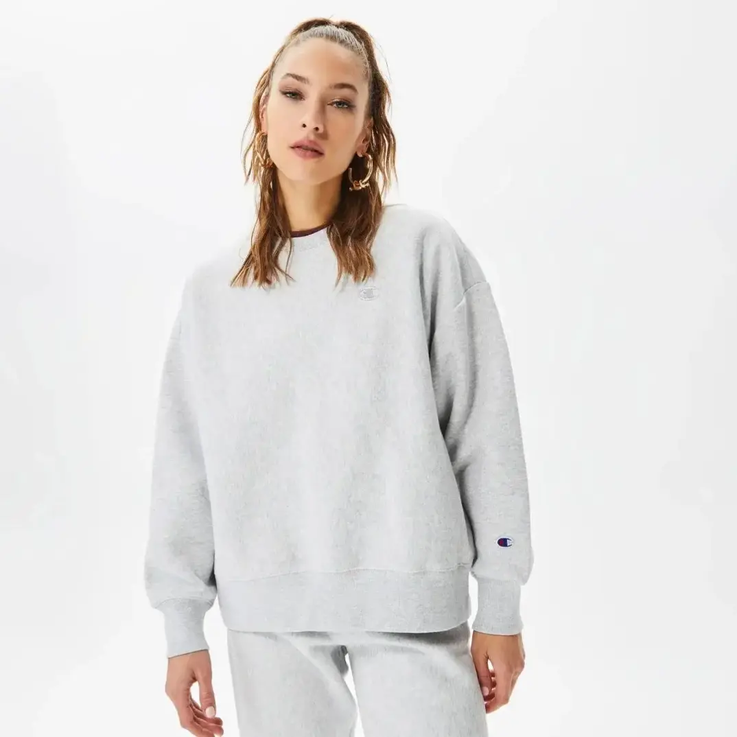 Powerblend Fleece Crew, C Logo Kadın Sweatshirt Gri - 1