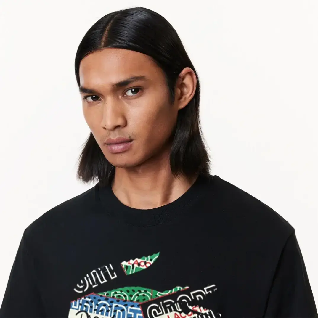 Regular Fit Bisiklet Yaka Baskılı T-Shirt Siyah - 2