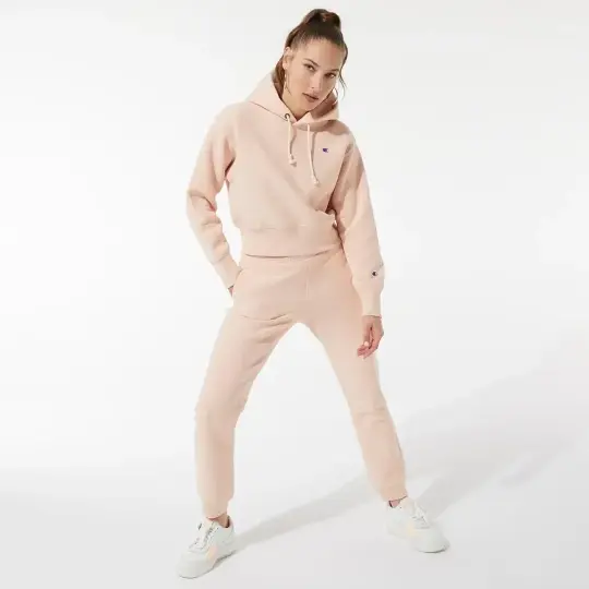 Reverse Weave Kadın Hoodie C Logo Pembe