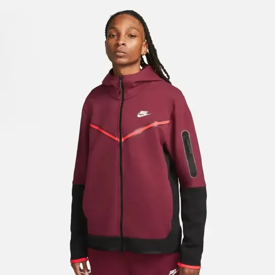 Tech Fleece Full Zip Hoodie BlackDark BeetrootPhantom