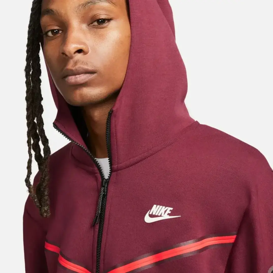 Tech Fleece Full Zip Hoodie BlackDark BeetrootPhantom - 3