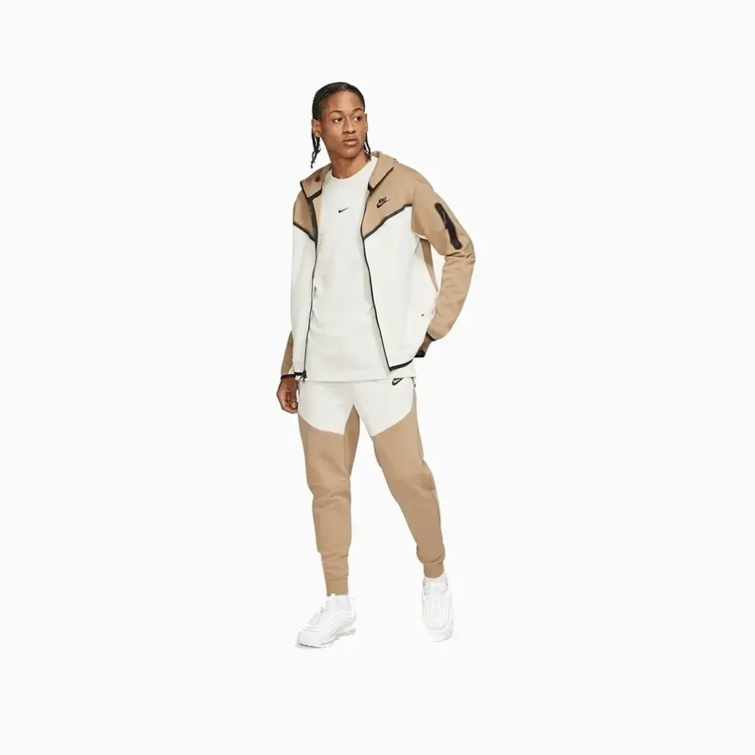 Tech Fleece Kapüşonlu Üst ve Eşofman Altı BrownWhite Set - 3