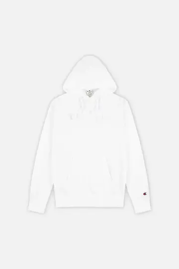 Tonal Embroidery Heavy Cotton Hoodie Beyaz