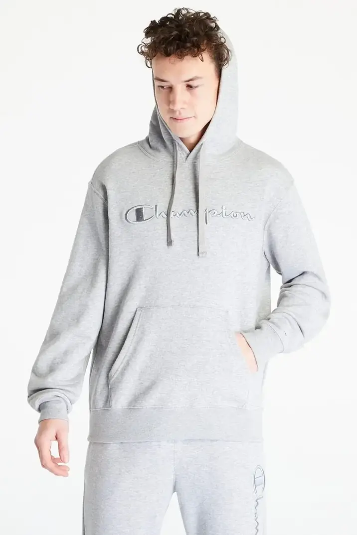 Tonal Embroidery Heavy Cotton Hoodie Gri - 2