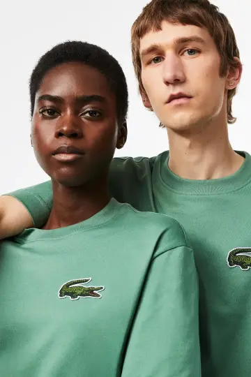 Unisex Loose Fit Large Croc Organic Heavy Tişört Yeşil - 3